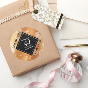 Elegant 49th Copper Wedding Jubileum Ronde Sticker