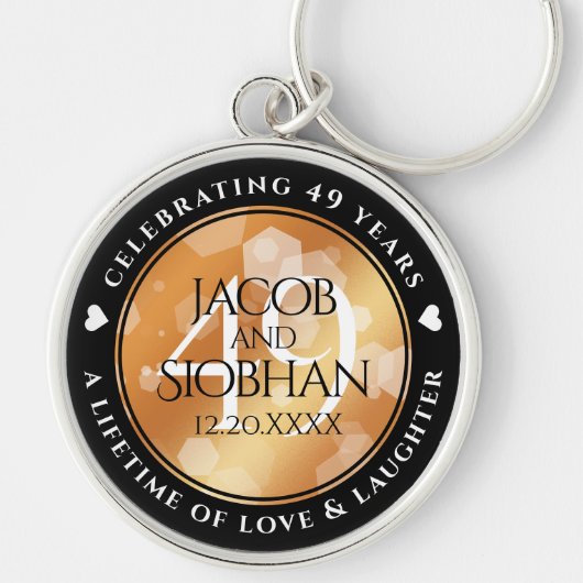 Elegant 49th Copper Wedding Jubileum Sleutelhanger (Voorkant)