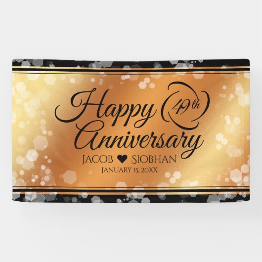 Elegant 49th Copper Wedding Jubileum Spandoek (Horizontaal)