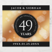 Elegant 49th Copper Wedding Jubileum Sparkling Wijnetiket (Enkel label)