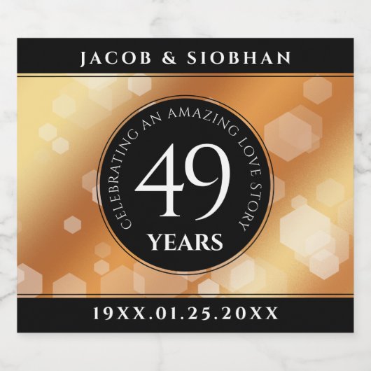 Elegant 49th Copper Wedding Jubileum Sparkling Wijnetiket (Enkel label)