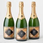 Elegant 49th Copper Wedding Jubileum Sparkling Wijnetiket (Flessen)