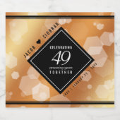 Elegant 49th Copper Wedding Jubileum Sparkling Wijnetiket (Enkel label)