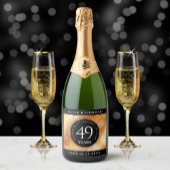 Elegant 49th Copper Wedding Jubileum Sparkling Wijnetiket