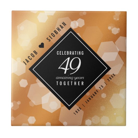 Elegant 49th Copper Wedding Jubileum Tegeltje (Voorkant)