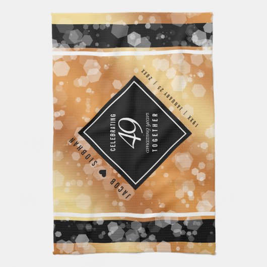 Elegant 49th Copper Wedding Jubileum Theedoek (Verticaal)