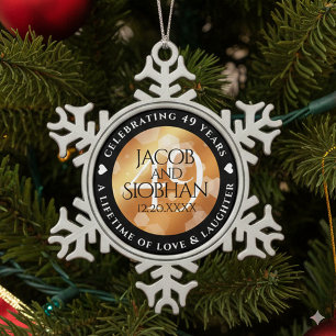 Elegant 49th Copper Wedding Jubileum Tin Sneeuwvlok Ornament