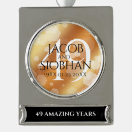 Elegant 49th Copper Wedding Jubileum Verzilverd Banner Ornament