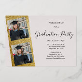 Elegant 4 Foto Afstuderen Folie Uitnodiging (Achterkant)