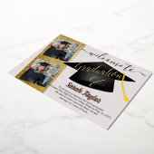 Elegant 4 Foto Afstuderen Folie Uitnodiging (Gedraaid)