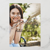 Elegant 4 Foto Afstuderen Folie Uitnodiging (Voorkant)