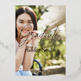 Elegant 4 Foto Afstuderen Folie Uitnodiging