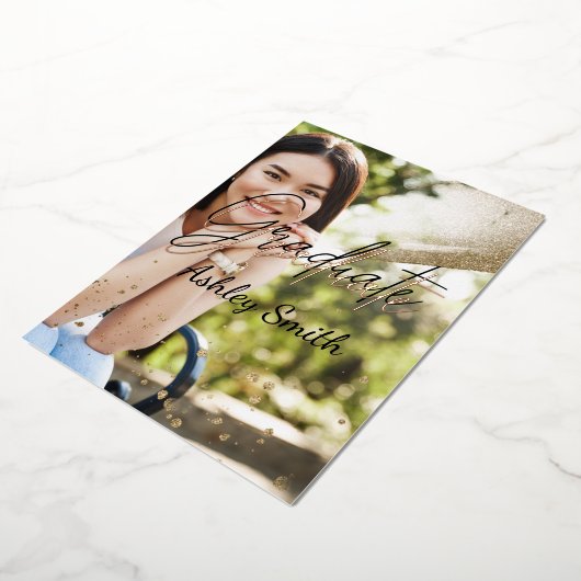 Elegant 4 Foto Afstuderen Folie Uitnodiging (Gedraaid)