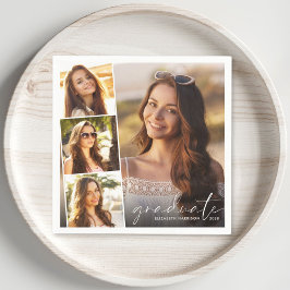 Elegant 4 Foto Collage Graduation Party Servet