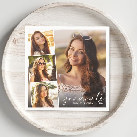 Elegant 4 Foto Collage Graduation Party Servet