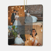 Elegant 4 Foto Collage Passen getrouwd Weddenfoto Keramisch Ornament (Links)