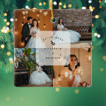 Elegant 4 Foto Collage Passen getrouwd Weddenfoto Keramisch Ornament<br><div class="desc">Elegant 4 Foto collage Passen getrouwd Weddenschap Foto keramisch Ornament</div>
