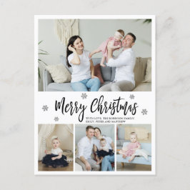 Elegant 4 Foto Collage Snowflake Kerstmis Briefkaart