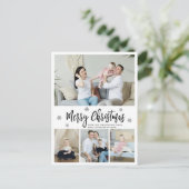 Elegant 4 Foto Collage Snowflake Kerstmis Briefkaart (Staand voorkant)