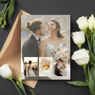 Elegant 4 Foto Collage Wedding Hartelijk dank Briefkaart