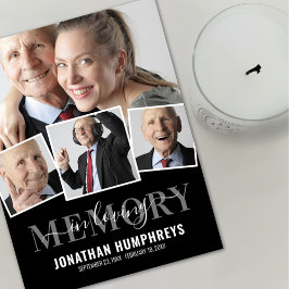 Elegant 4 Foto Funeral Bedankkaart