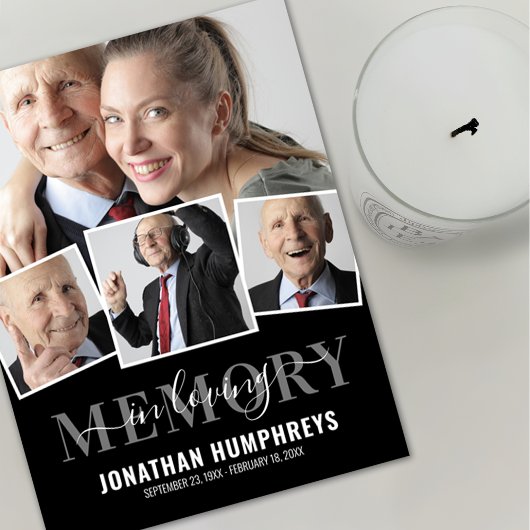 Elegant 4 Foto Funeral Bedankkaart