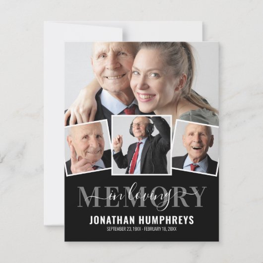 Elegant 4 Foto Funeral Bedankkaart (Voorkant)