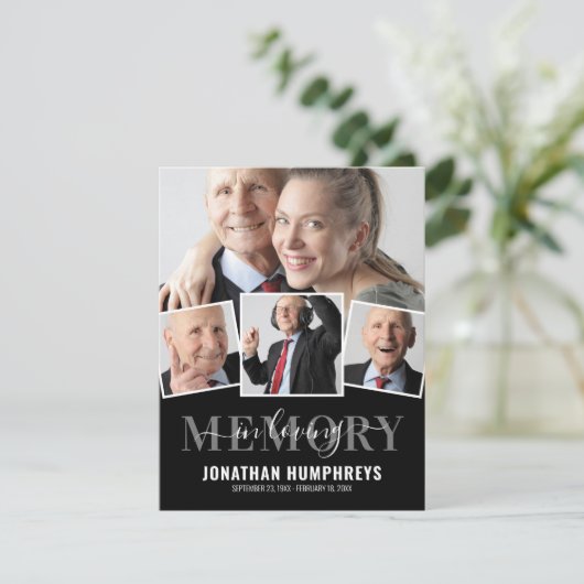 Elegant 4 Foto Funeral Bedankkaart (Staand voorkant)