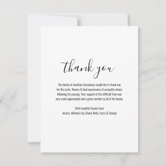 Elegant 4 Foto Funeral Bedankkaart (Achterkant)