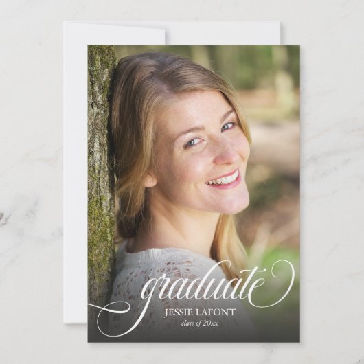 Elegant 4 foto kalligrafie script Afstuderen Kaart (Voorkant)