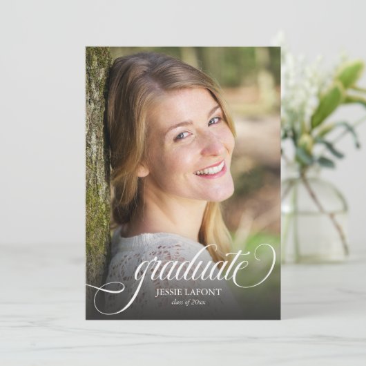 Elegant 4 foto kalligrafie script Afstuderen Kaart (Staand voorkant)