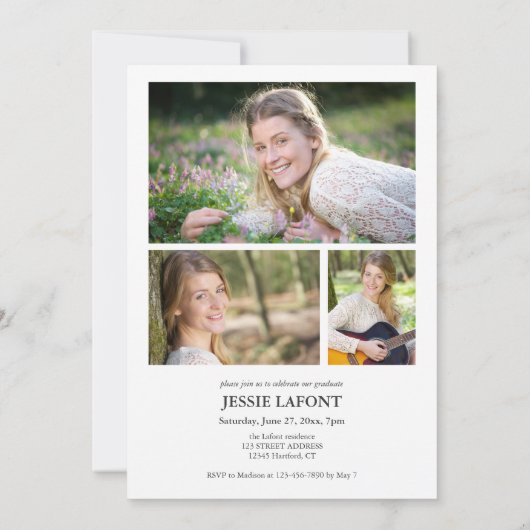 Elegant 4 foto kalligrafie script Afstuderen Kaart (Achterkant)