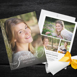 Elegant 4 foto kalligrafie script Afstuderen Kaart