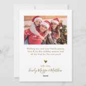 Elegant 4 Fotocollage Goud Script Kerstmis Feestdagenkaart (Achterkant)