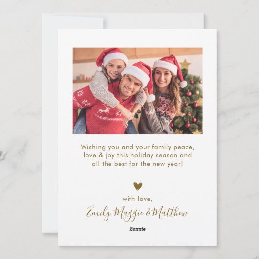 Elegant 4 Fotocollage Goud Script Kerstmis Feestdagenkaart (Achterkant)