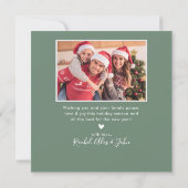 Elegant 4 Fotocollage Groen Script Kerstmis Feestdagenkaart (Achterkant)