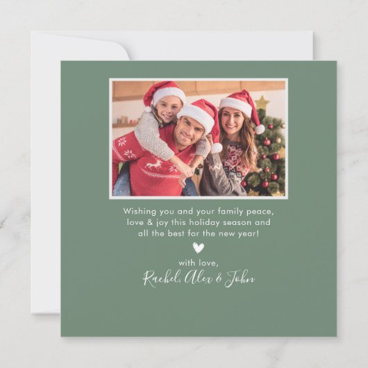 Elegant 4 Fotocollage Groen Script Kerstmis Feestdagenkaart (Achterkant)