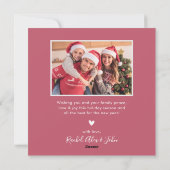 Elegant 4 Fotocollage Rood Script Kerstmis Feestdagenkaart (Achterkant)