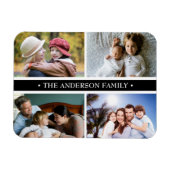 Elegant 4 fotocollage zwart streep magneet (Horizontaal)