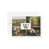 Elegant 4 foto's Collage Monogram Thanksgiving Notitiekaartje (Voorkant / Achterkant in situ)