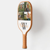 elegant 4 foto's familie collage monogram  pickleball paddle (Links)