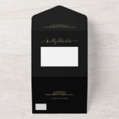 Elegant 4 Foto's gouden zwarte moderne scriptbruil All In One Uitnodiging (Buitenkant)