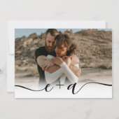 Elegant 4 Foto's modern script bruiloft zwart wit Kaart (Achterkant)