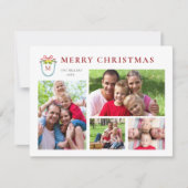 Elegant 4 foto's monogram feestdagenkaart (Voorkant)