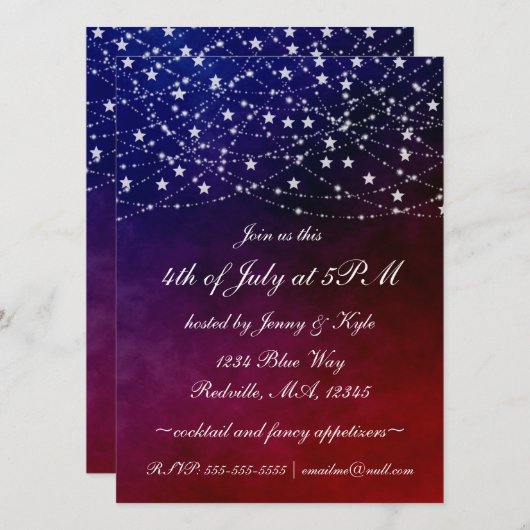 Elegant 4 juli Twinkle Lights Stars Party Kaart (Voorkant / Achterkant)