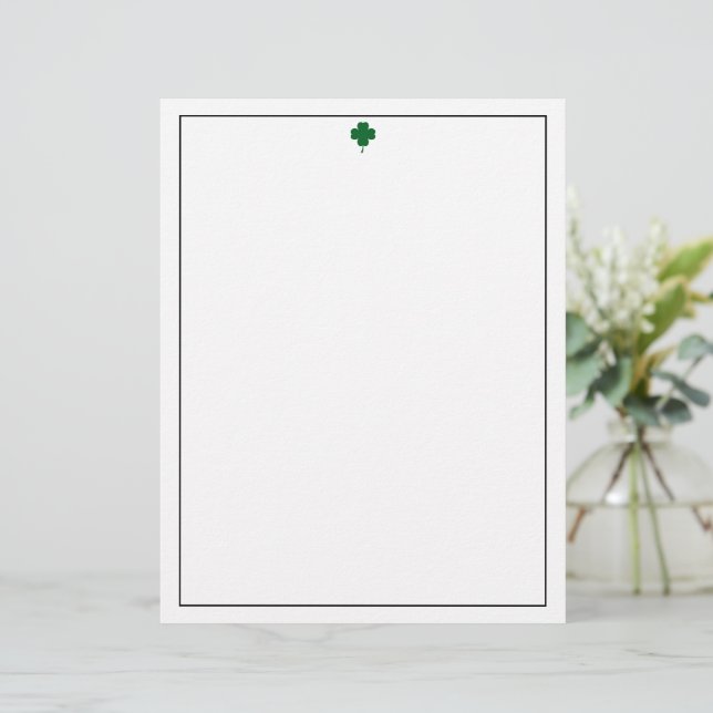Elegant 4 Leaf Clover Letterhead Stylish Paper Briefhoofd (Staand voorkant)