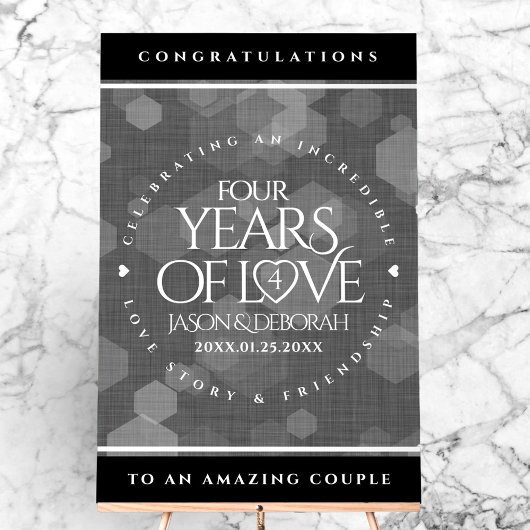 Elegant 4th Linen Wedding Jubileum Celebration Acryl Bord