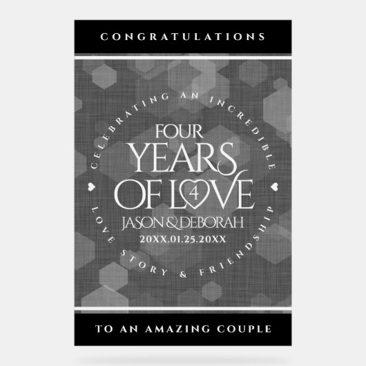 Elegant 4th Linen Wedding Jubileum Celebration Acryl Bord (Voorkant)