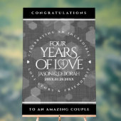 Elegant 4th Linen Wedding Jubileum Celebration Acryl Bord (Neutraal)