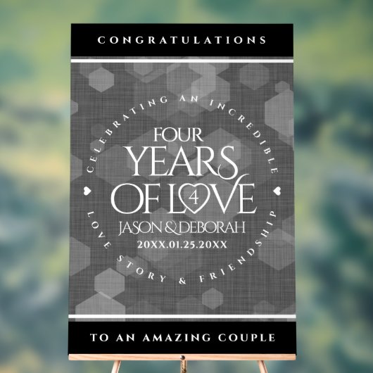 Elegant 4th Linen Wedding Jubileum Celebration Acryl Bord (Neutraal)